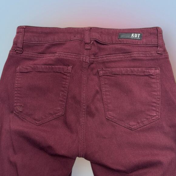 KUT Women’s 0 Burgundy Skinny Ankle Jeans - Picture 3 of 4
